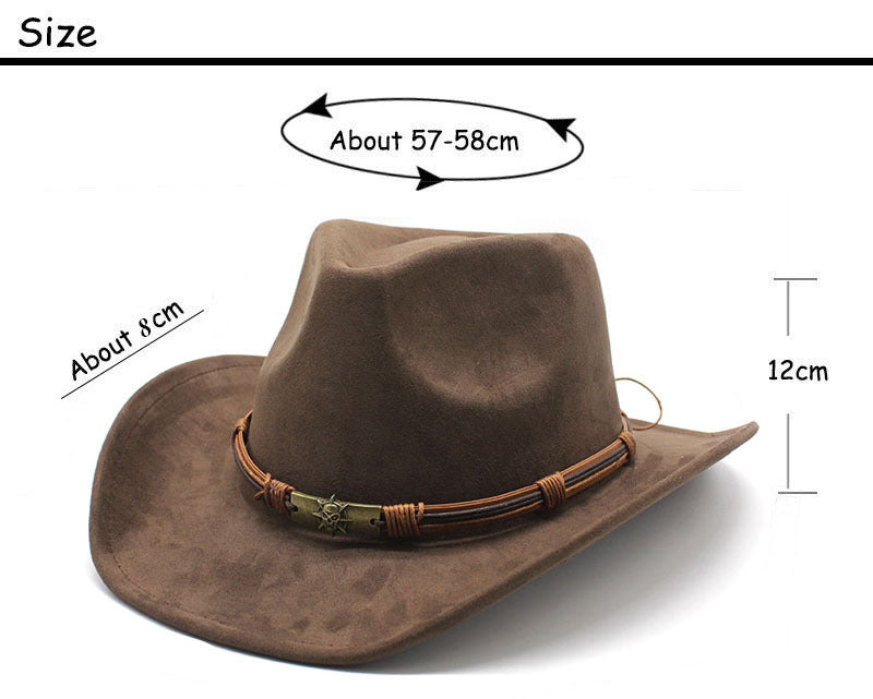 NNEDSZ Off White Unisex Faux Suede Western Cowboy Hat - Wide Brim Vintage Fedora for Outdoor Travel,M(57-58cm)-1