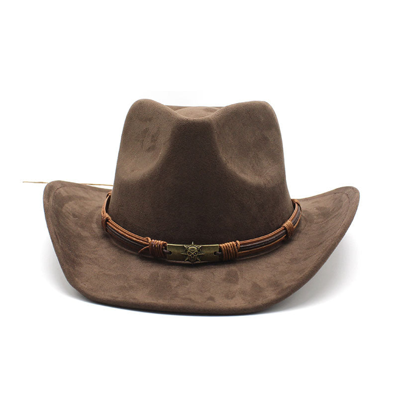 NNEDSZ Off White Unisex Faux Suede Western Cowboy Hat - Wide Brim Vintage Fedora for Outdoor Travel,M(57-58cm)-2