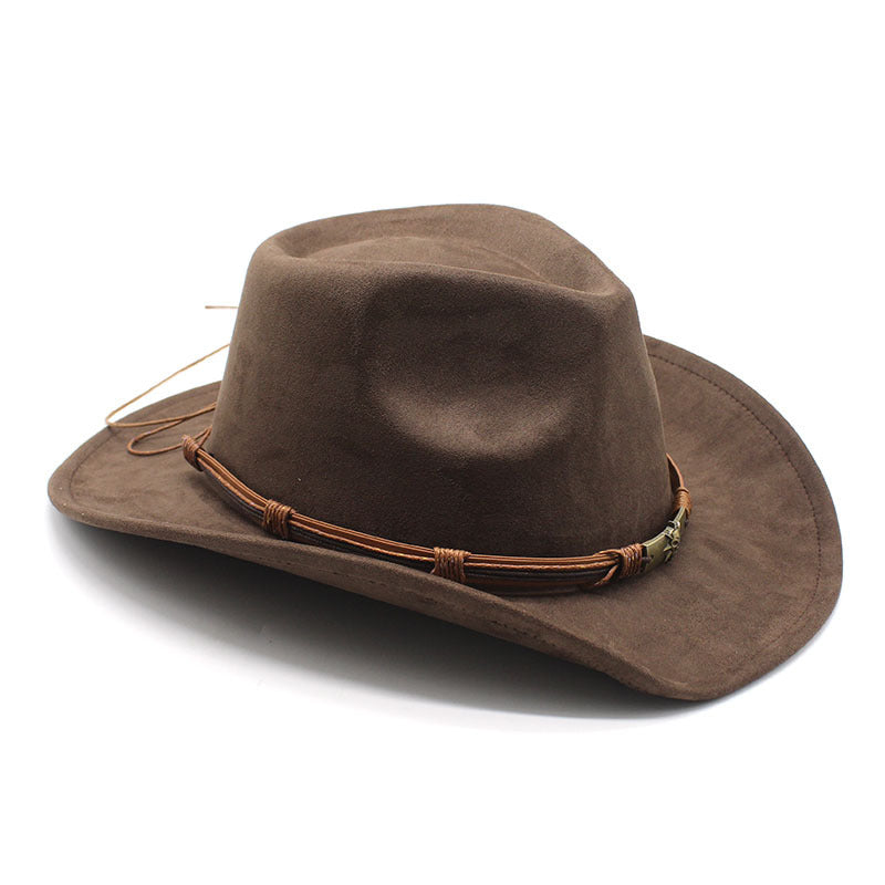 NNEDSZ Off White Unisex Faux Suede Western Cowboy Hat - Wide Brim Vintage Fedora for Outdoor Travel,M(57-58cm)-4
